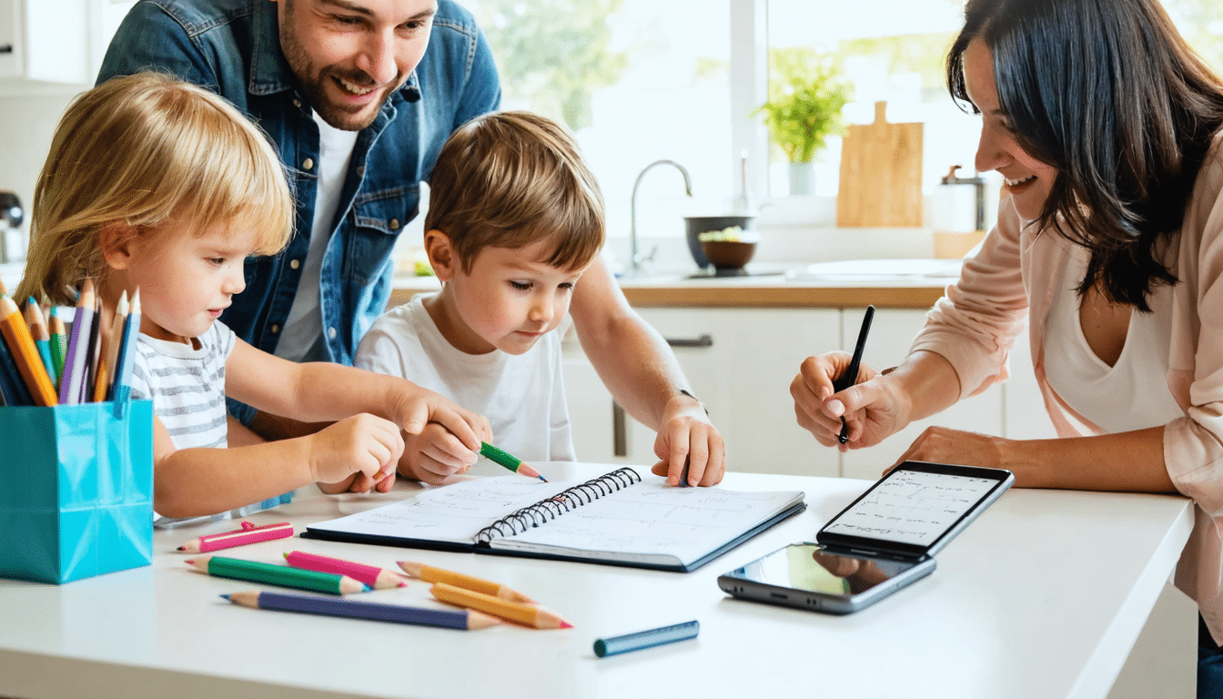 d&eacute;couvrez comment r&eacute;partir les t&acirc;ches en famille, all&eacute;ger la charge mentale et organiser le quotidien gr&acirc;ce &agrave; des &eacute;tapes cl&eacute;s, des outils pratiques et des exemples de plannings.
