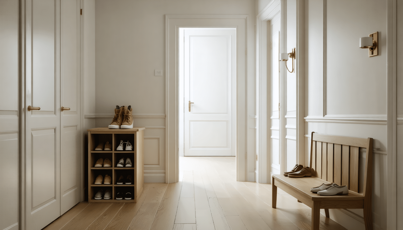 d&eacute;couvrez 10 solutions astucieuses pour am&eacute;nager une petite entr&eacute;e et ranger chaussures, manteaux et sacs sans perdre de place.