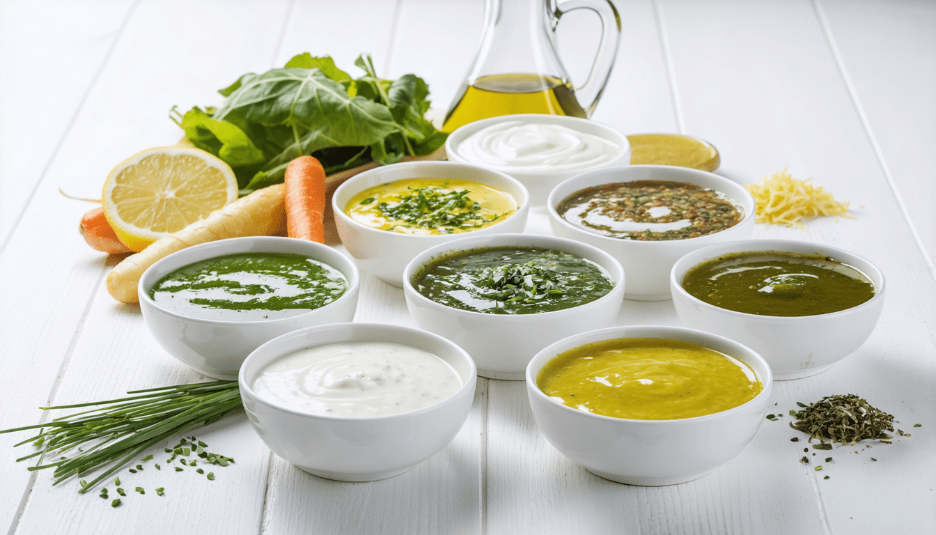 d&eacute;couvrez 8 sauces maison faciles pour varier vos salades avec peu d&rsquo;ingr&eacute;dients et apporter une touche savoureuse &agrave; chaque repas.