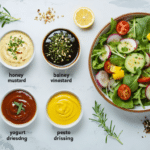 d&eacute;couvrez 8 sauces maison faciles pour varier vos salades avec quelques ingr&eacute;dients seulement et transformer vos repas au quotidien.